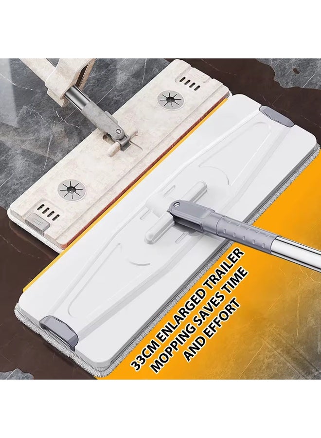 Mop and Bucket Set with Wringer Flat Mop Bucket System for Home Floor Cleaning,6 Reusable Microfiber Pads,Extended Stainless Steel Handle,Ideal for Hardwood,Wood,Laminate Floors,and Bathroom Mop - Image 5